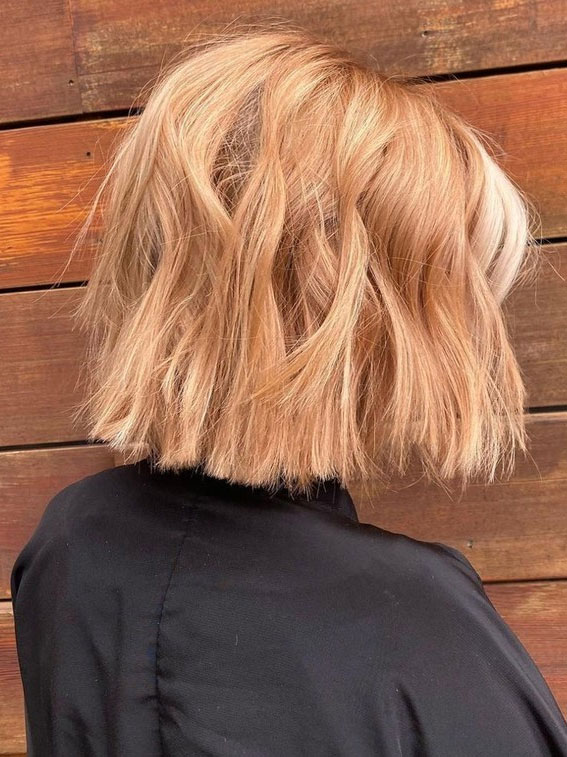 19 Enchanting Strawberry Blonde Shades : Apricot Nectar Textured Lob