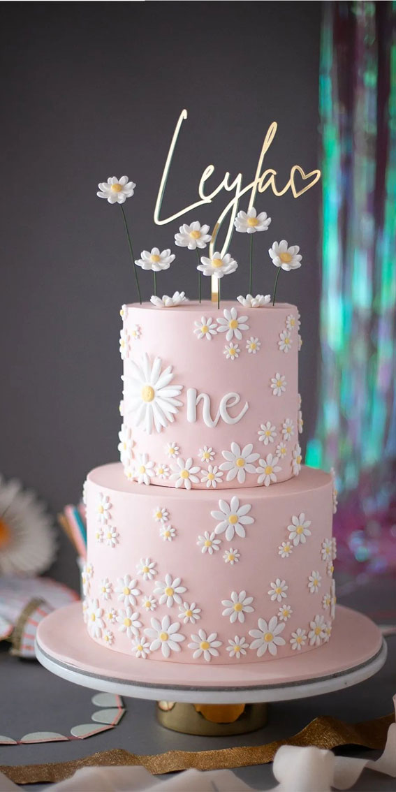 30 Birthday Cake Ideas for Little Ones : Flower Pink Cake