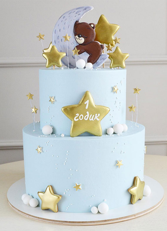 30 Birthday Cake Ideas for Little Ones : Dreamy Baby Boy 1st Birthday Cake