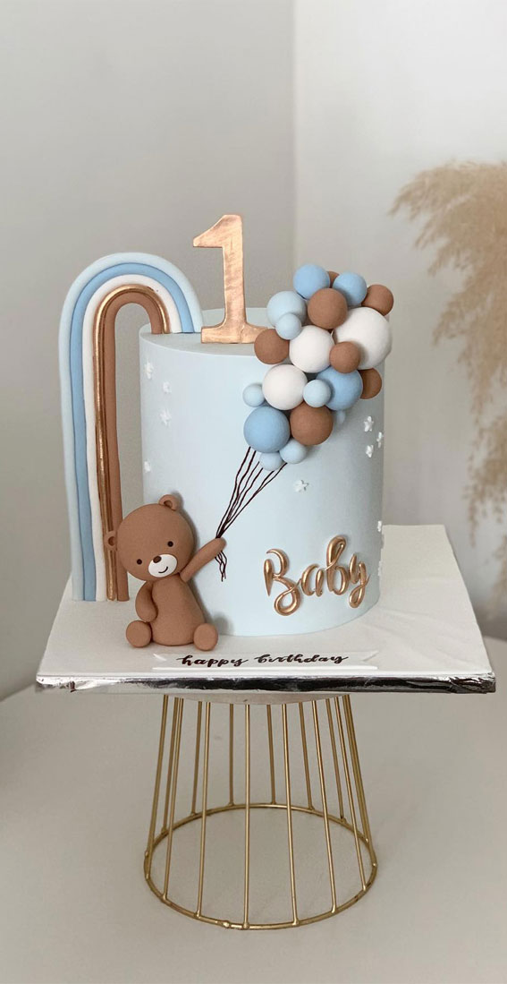 30 Birthday Cake Ideas for Little Ones : Bear, Rainbow & Balloon Cake for Boy