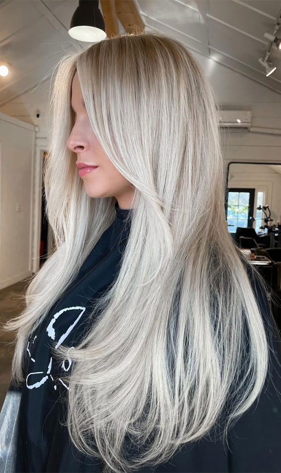 Inspired Chromatic Charisma Hair Colour Ideas for Every Season : Old Money Icy Blonde Long Hair