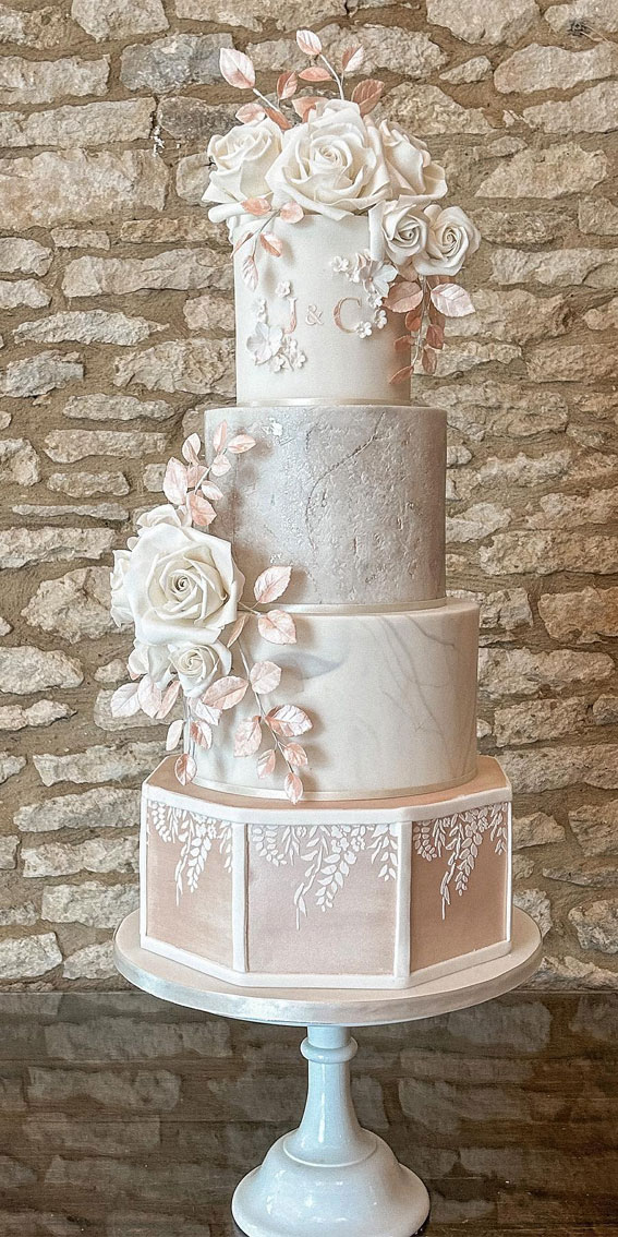 45 Inspiring Wedding Cake Designs For Your Big Day : Opulent Elegant Four-Tier Wedding Cake