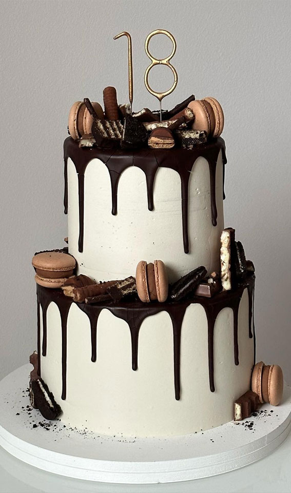 50 Birthday Cake Inspirations For Every Age : Chocolate Drip Cake for 18th Birthday