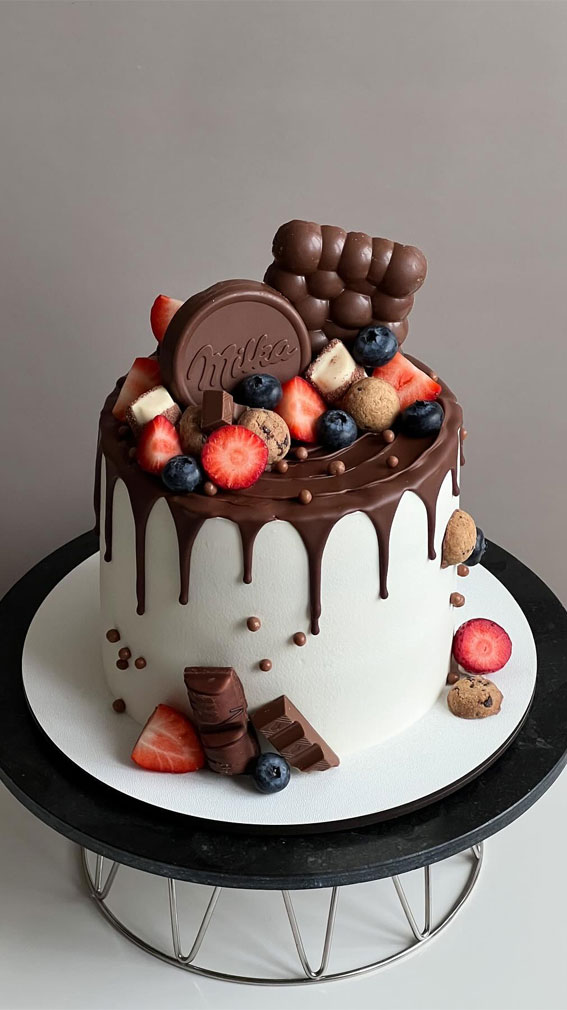 50 Birthday Cake Inspirations For Every Age : Chocolate Drip White Cake