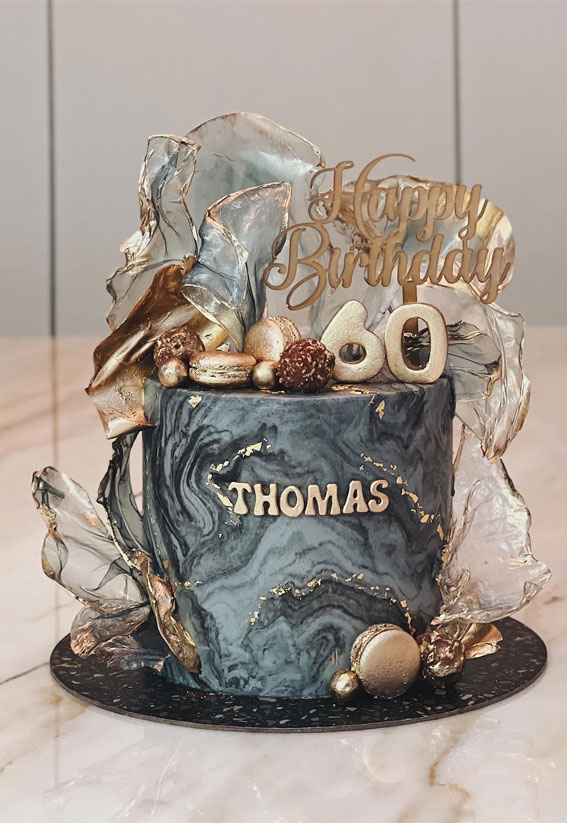 50 Birthday Cake Inspirations For Every Age : Black Marble and Sails Cake