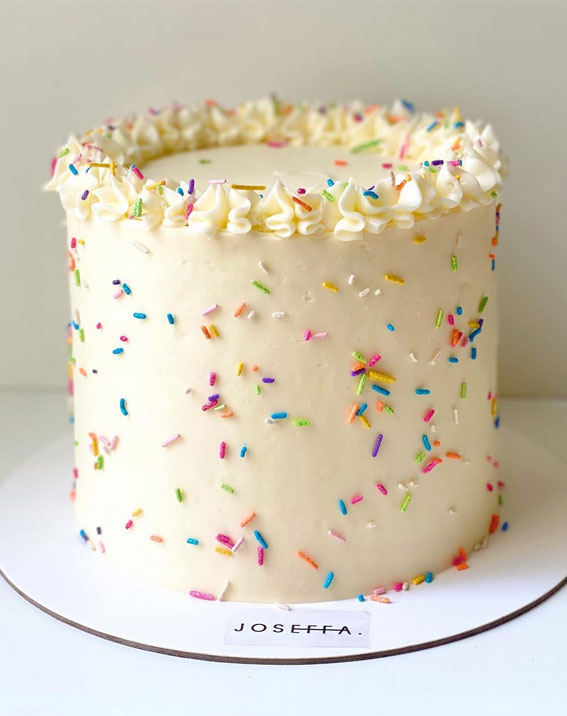 50 Birthday Cake Inspirations For Every Age : Minimalist Cake with Sprinkle