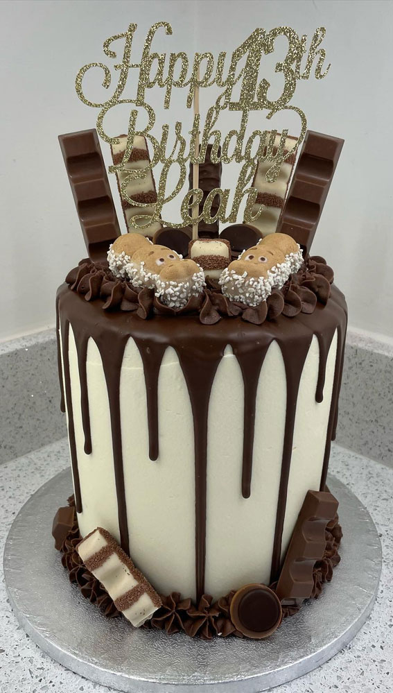 50 Birthday Cake Ideas to Delight and Impress : Kinder chocolate drip birthday cake