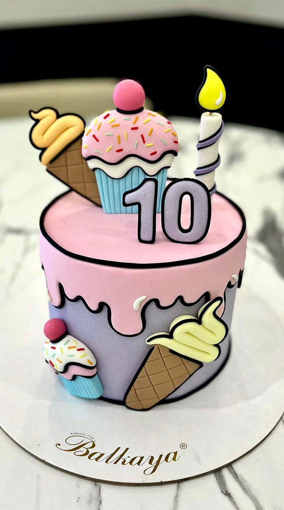 50 Birthday Cake Ideas to Delight and Impress : Comic Cake for 10th Birthday
