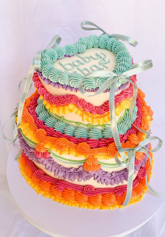 50 Birthday Cake Ideas to Delight and Impress : Elegant Rainbow Vintage Cake
