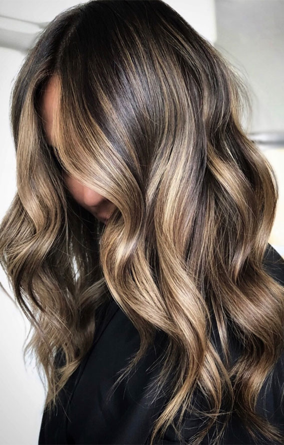 33 Brown Hair Illuminated Blonde Highlights Ideas : Rich Brunette with Cool Blonde