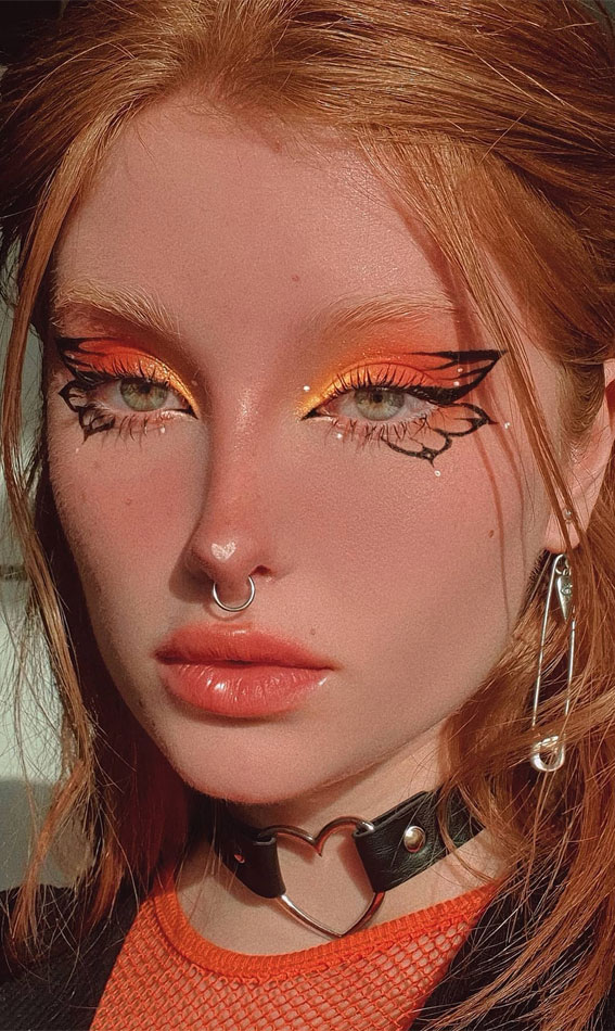 50 Vibrant Makeup Looks For Bright Weather : Golden Sunset Butterfly