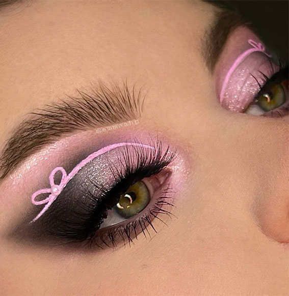 50 Vibrant Makeup Looks for Bright Weather : Smokey + Pink Bows