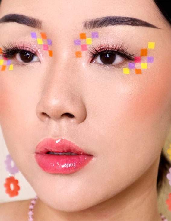 50 Vibrant Makeup Looks For Bright Weather : Checkerboard Chic