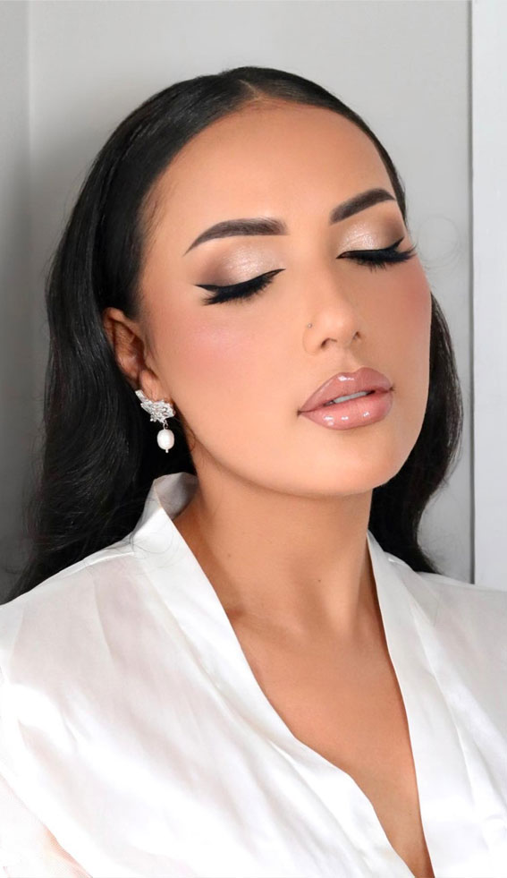 40 Radiant Bridal Glamour Wedding Makeup Ideas : Soft Nude with Subtle Smokey Effect