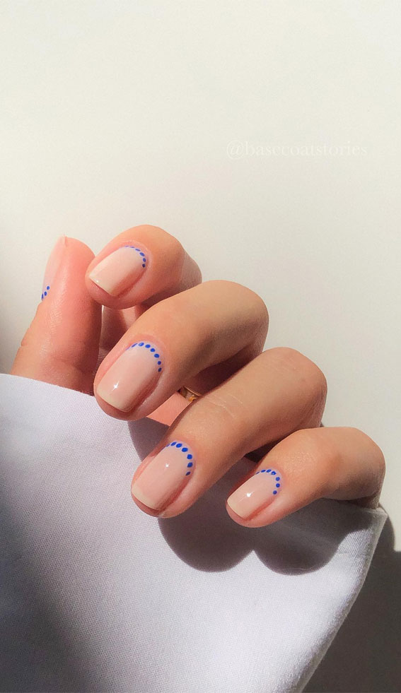 25 Sleek Simplicity Minimalist Nail Inspirations : Dots Blue Cuff Nude ...