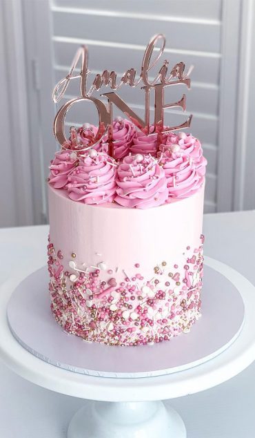 25 Sprinkle Cake Ideas to Sweeten Your Celebration : Pink Buttercream ...