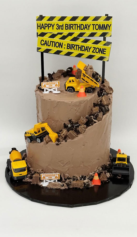 25 Excavating Digger Birthday Cake Ideas : Chocolate Construction 2 Tiers For 3rd Birthday