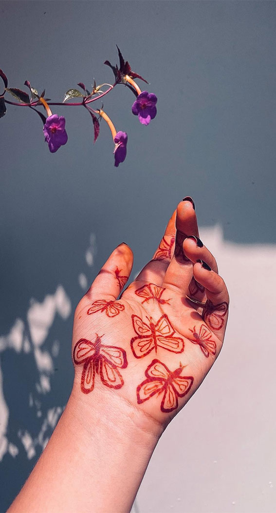 30 Timeless Henna Ideas For Stylish Expressions : Flutter Butterflies