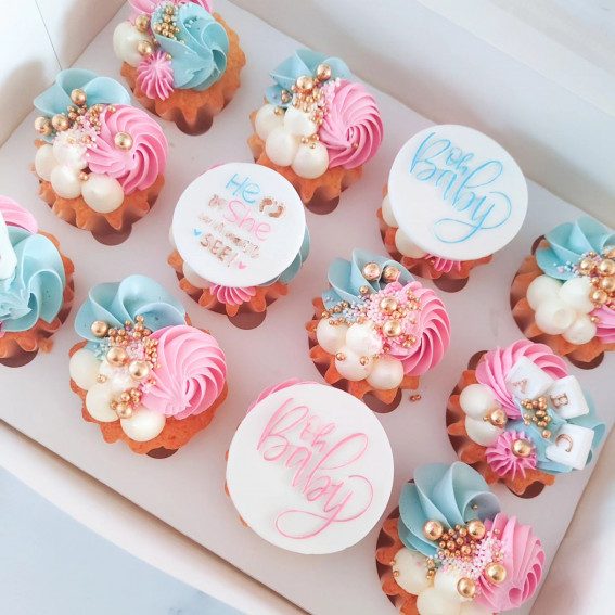 30 Tempting Cupcake Varieties : Gender Reveal Cupcakes