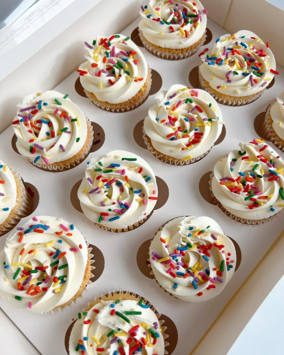 45 Cupcake Decorating Ideas For Every Occasion : Classic Cupcakes with Sprinkle