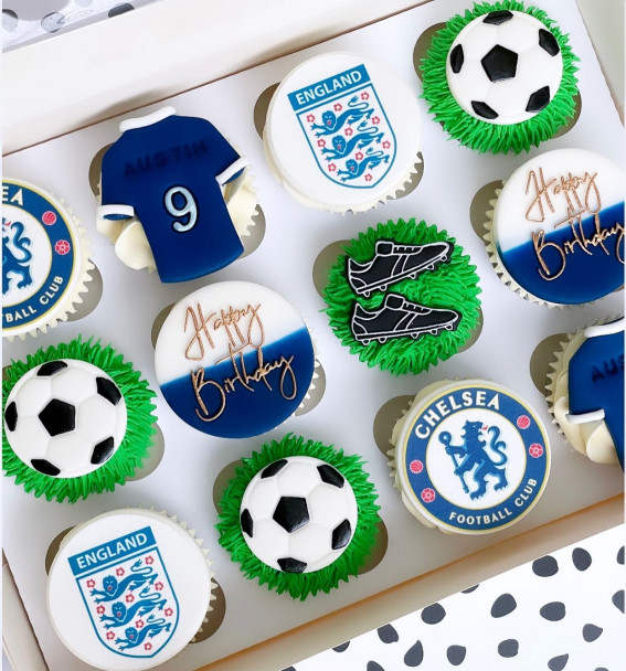 Indulge in 35 Irresistible Cupcake Creations : Chelsea Football Theme Cupcakes