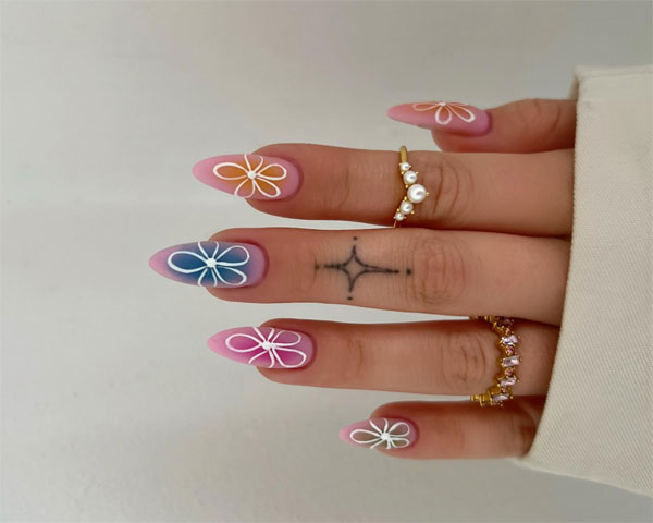 simple almond nails, simple almond nail design, summer almond nail designs, colourful aura almond nails