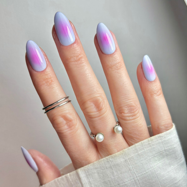 Pink Aura Blue Almond Nails To Elevate Your Summer Style