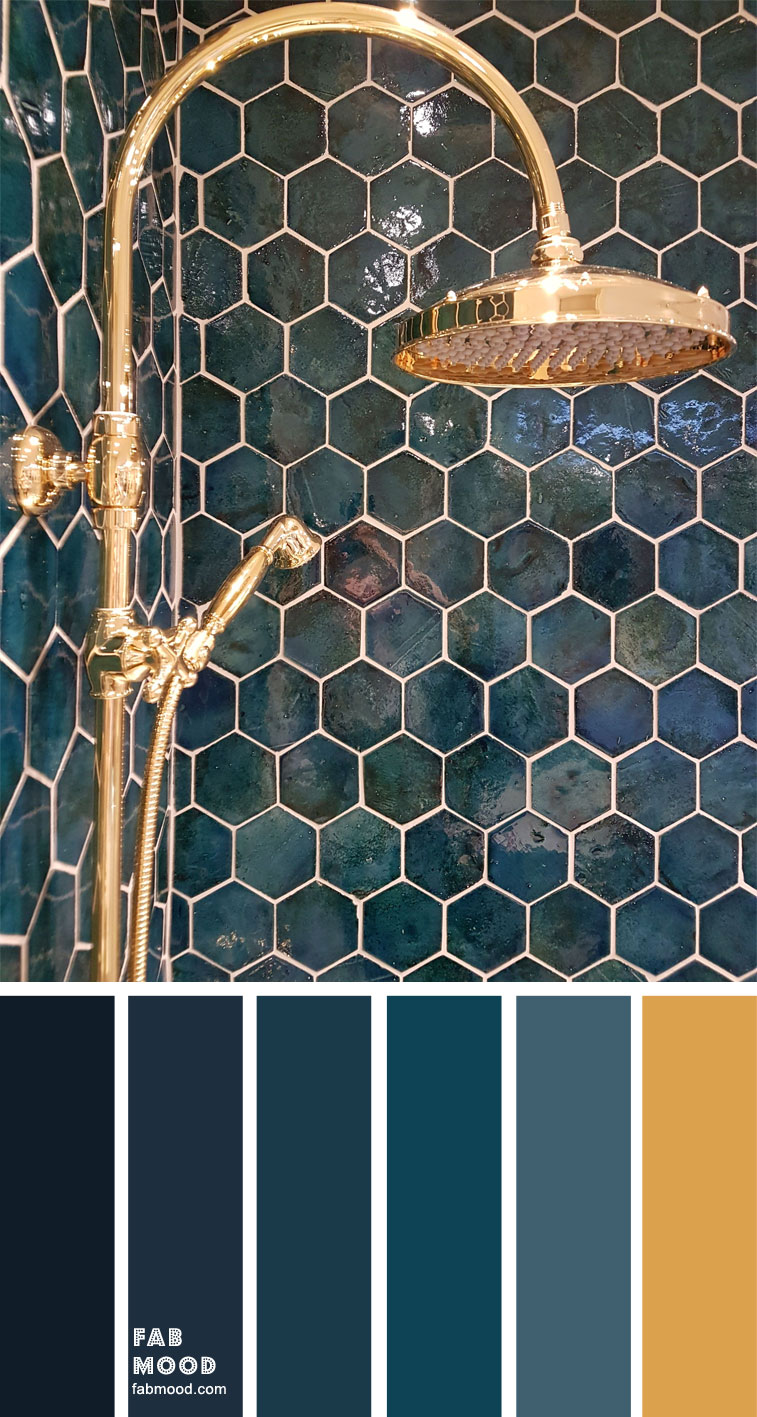Designing a Stylish Contemporary Dark Blue and Gold Bathroom
