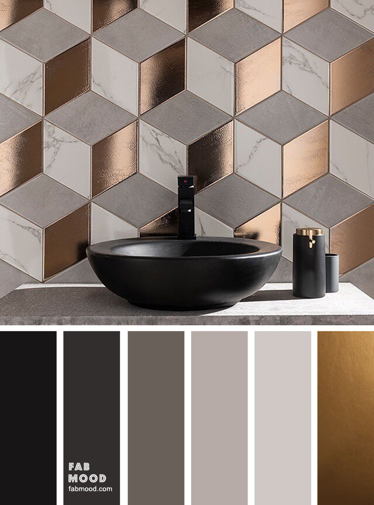Creating a Stylish Bathroom with Black, Grey, and Copper Accents