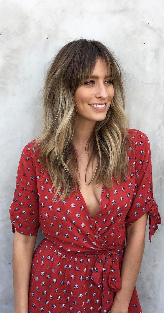 Layered Long Hairstyle : 22 Best Curtain Bangs For Every Hair Type