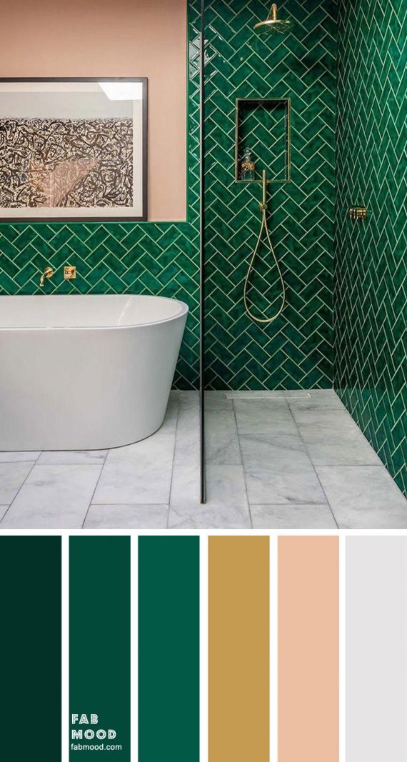 Contemporary Emerald Green and Grey Bathroom Bathroom