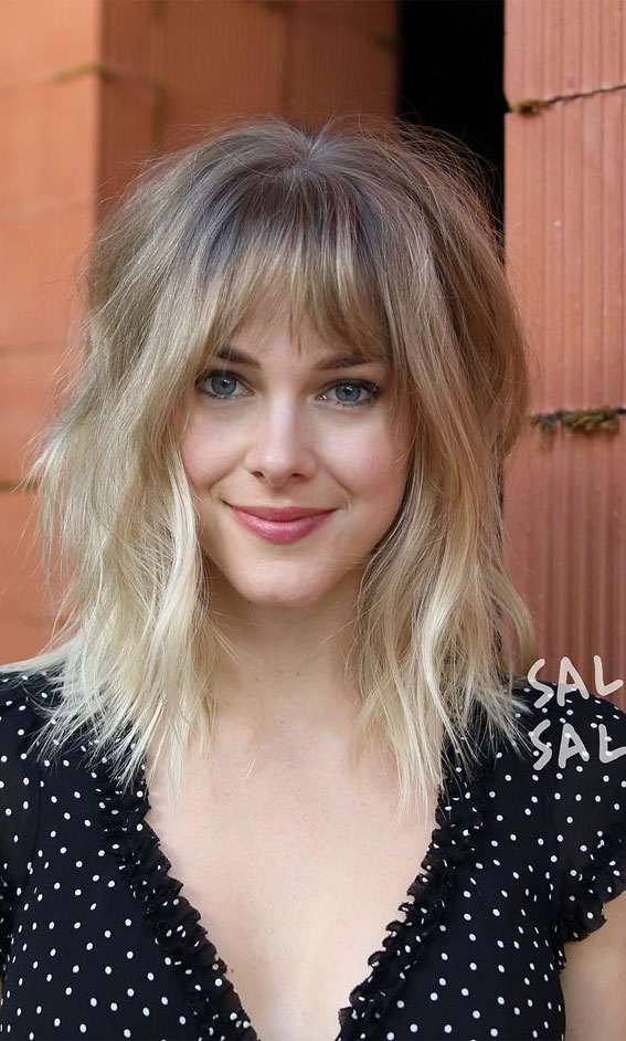 Ombre Blonde Shag : 21 Best Lob with Bangs Hairstyles