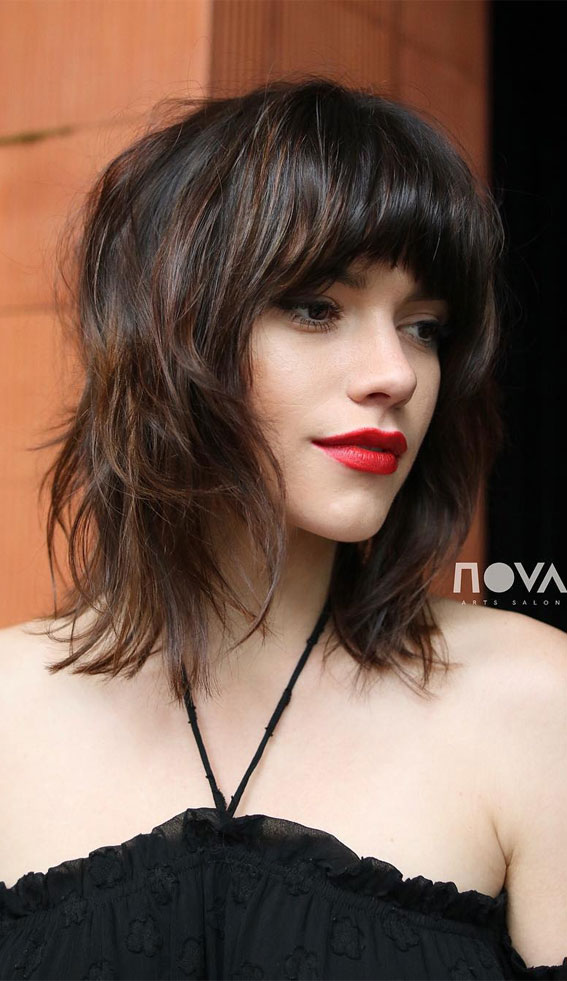 Trendy Shaggy lob : 21 Best Lob with Bangs Hairstyles