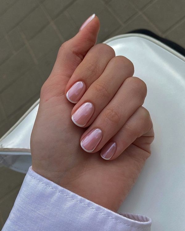 Thin French Tip Glazed Short Nails to Keep Your Mani Forward