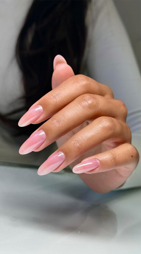 Light Pink Jelly Glazed Nails : Hailey Bieber-Inspired Simplicity