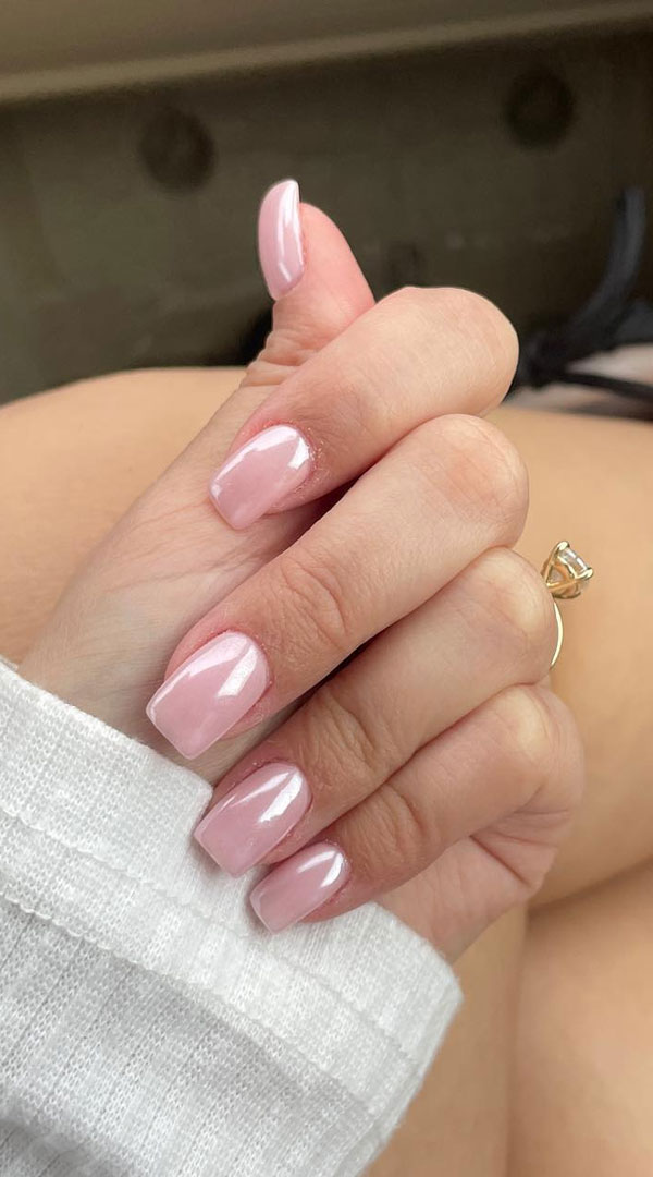 pink glazed short nails, pink glazed nails, donut glazed nails color, pink donut glazed nails, pink glazed nails short