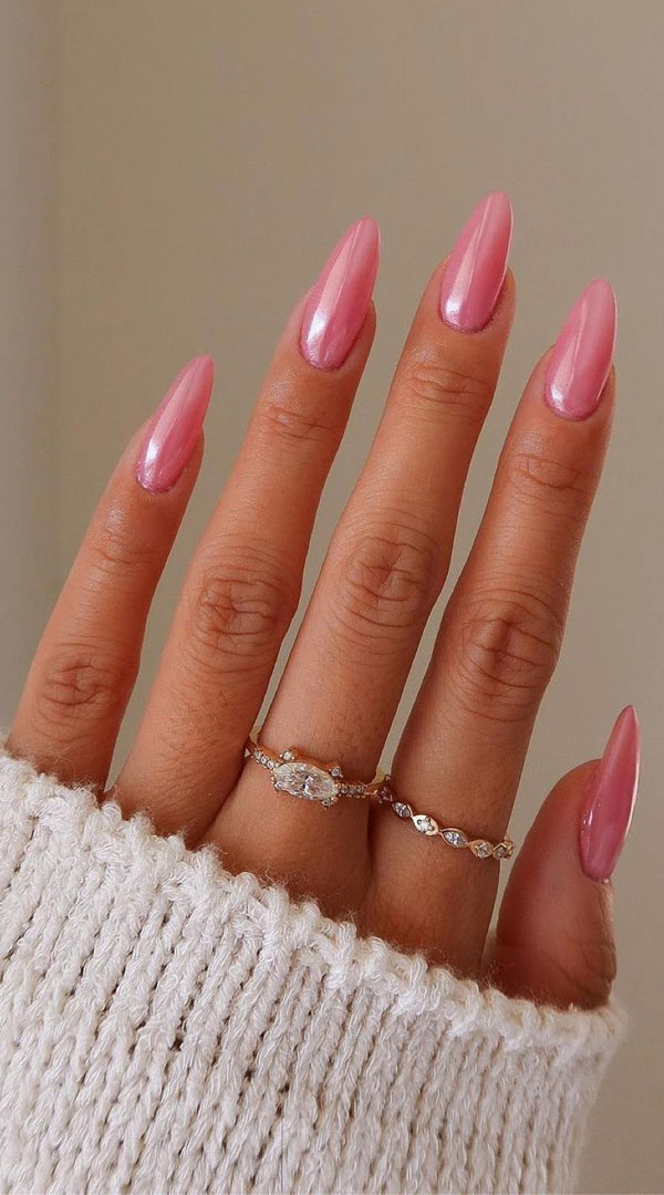 pink glazed nails, donut glazed nails, pink donut glazed, hailey bieber pink glazed nails, summer nail trends