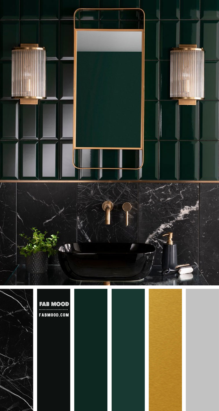Sophisticated Black and Forest Green Bathroom: A Timeless Blend of Classic Elegance