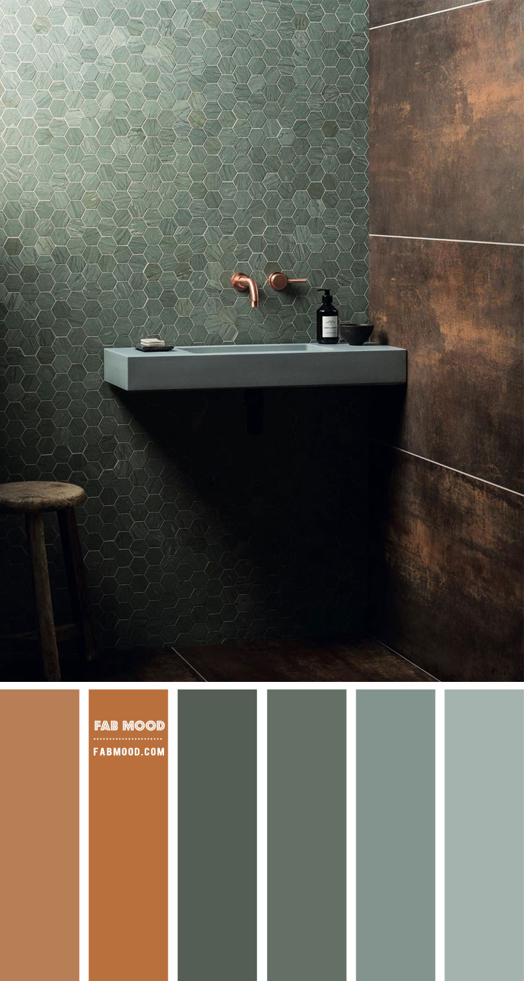 Serene Sage Green and Copper Bathroom: Bringing Organic Elegance to Your Space