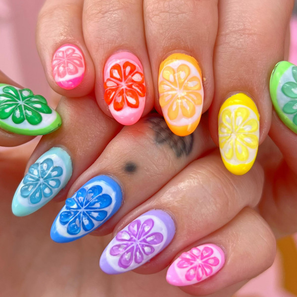 40 Summer Holiday Nails : Vibrant Flower Nail Art Design
