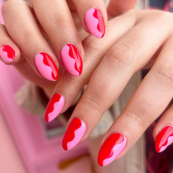 pink and red summer nails
