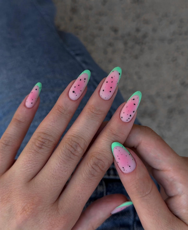 watermelon inspired nails