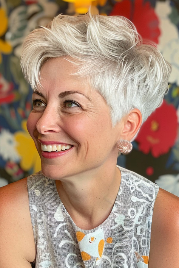 30 Pixie Haircuts For Over 60 : Vibrant Icy Platinum Pixie