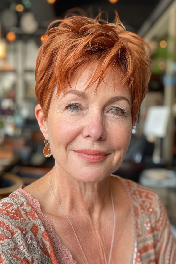 30 Pixie Haircuts For Over 60 : Fiery Copper Pixie