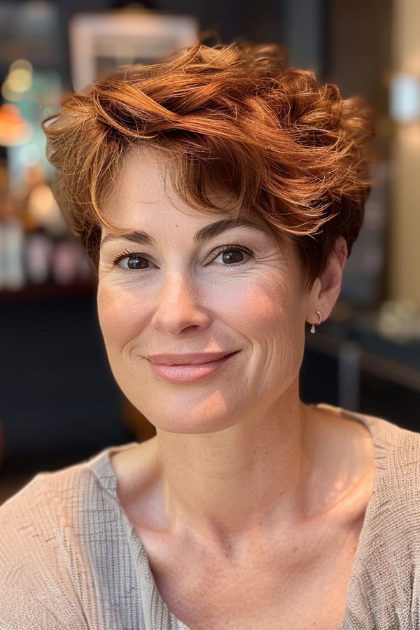 30 Pixie Haircuts For Over 60 : Radiant Copper Auburn Pixie