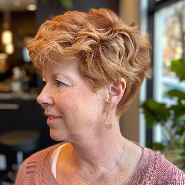 30 Pixie Haircuts For Over 60 : Golden Strawberry Blonde Pixie