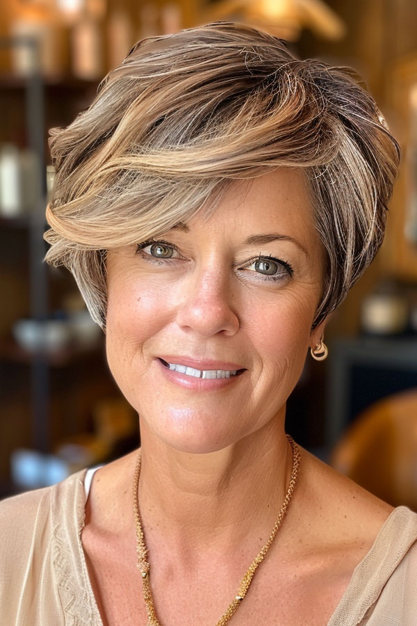 30 Pixie Haircuts For Over 60 : Sophisticated Sandy Ash Blonde Pixie