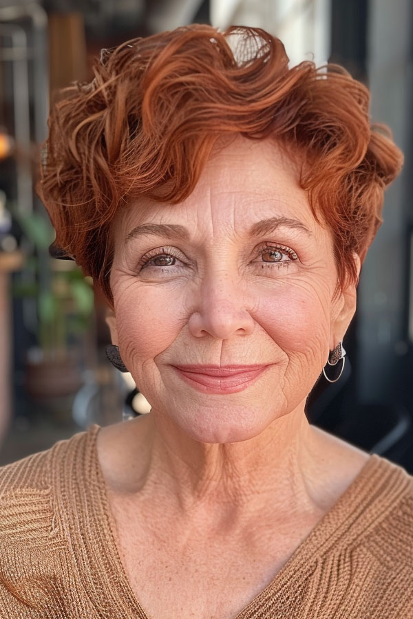 30 Pixie Haircuts For Over 60 : Deep Auburn Pixie