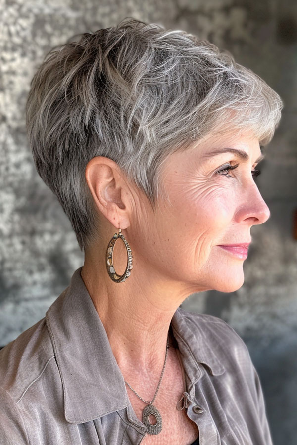 30 Pixie Haircuts For Over 60 : Sophisticated Silver Pixie