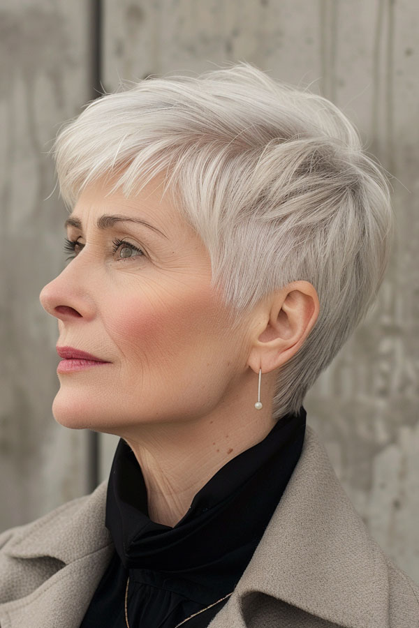 30 Pixie Haircuts For Over 60 : Icy Platinum Pixie